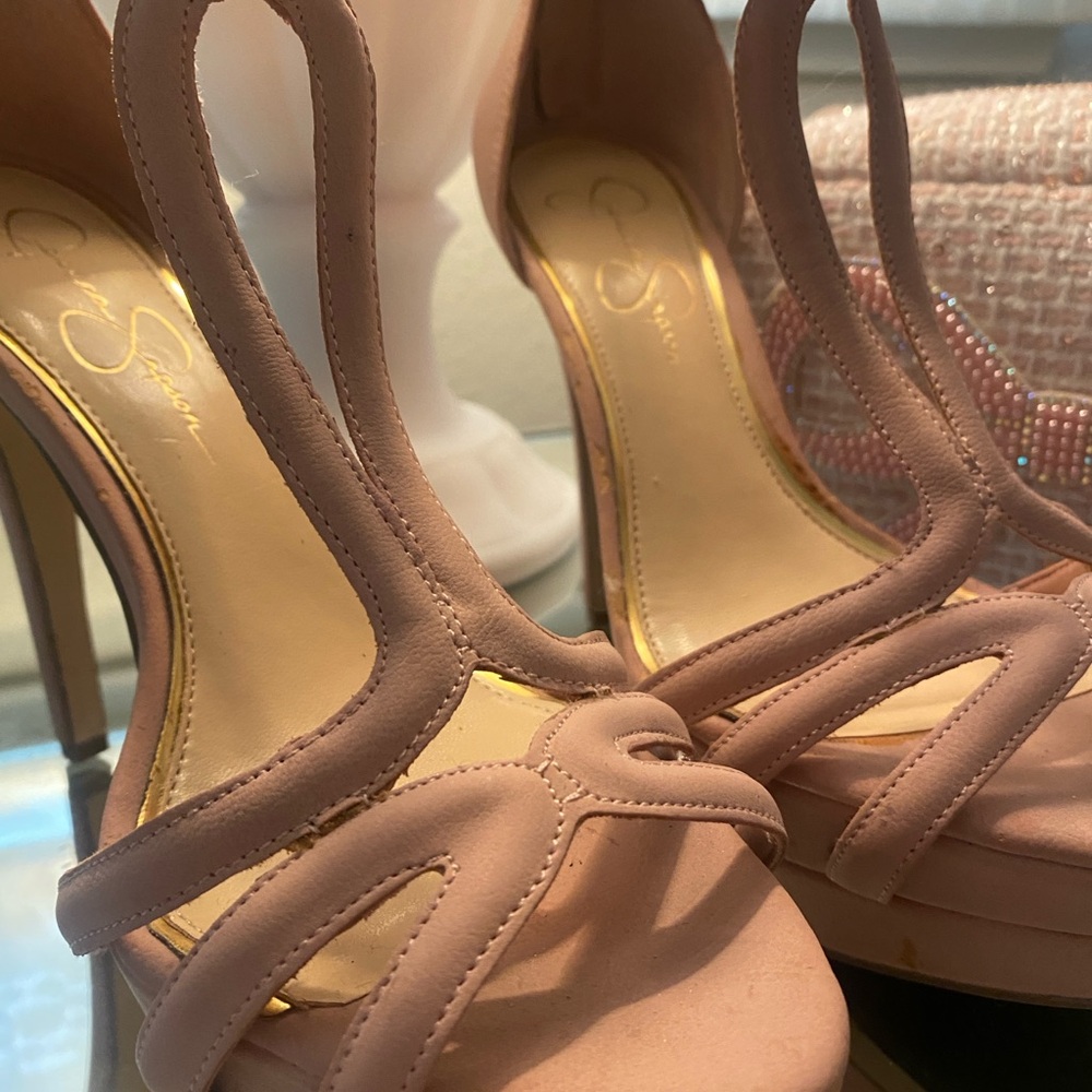 Women's Blush Pink Strappy Platform Heels - Picture 11 of 16